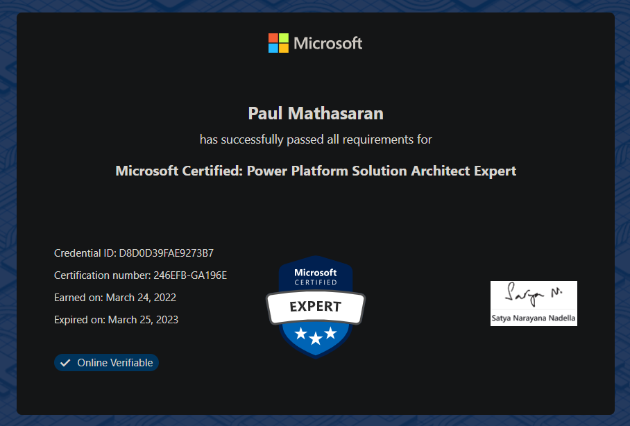 Power Platform Solution Architect Expert